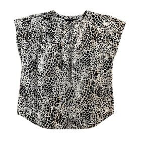 Banana Republic SS Print Dolman Blouse Medium Animal Spot Neutral Black Tan